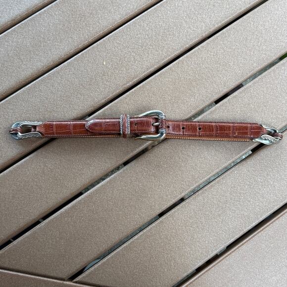 Brighton Brown Leather Belt Heavy Silver Tone Trim Western Style #96507 M main image 4